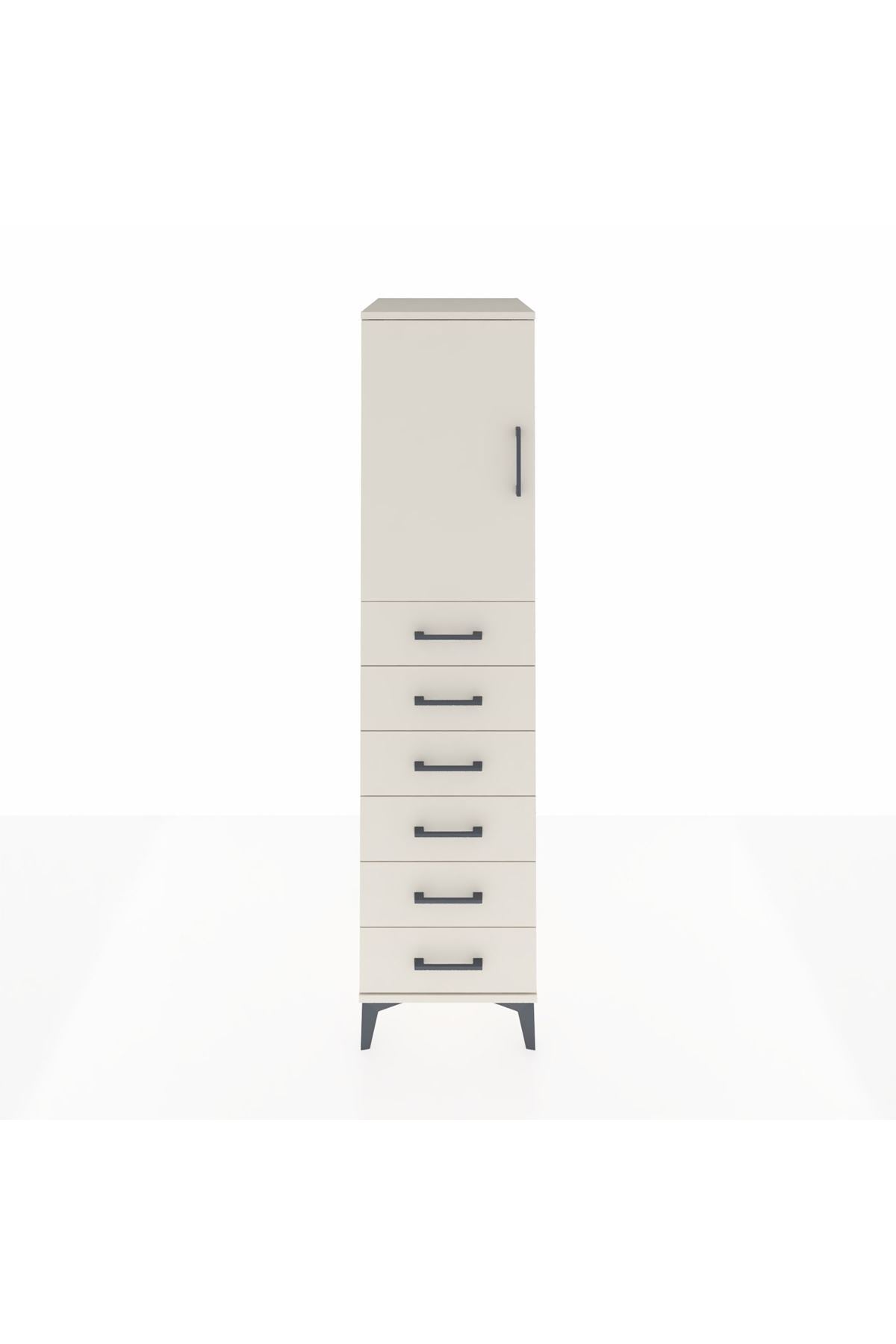 Kronos Dolap Tek Raflı 6 Çekmeceli Tek Kapaklı 44x59x182 - S88M003V1C