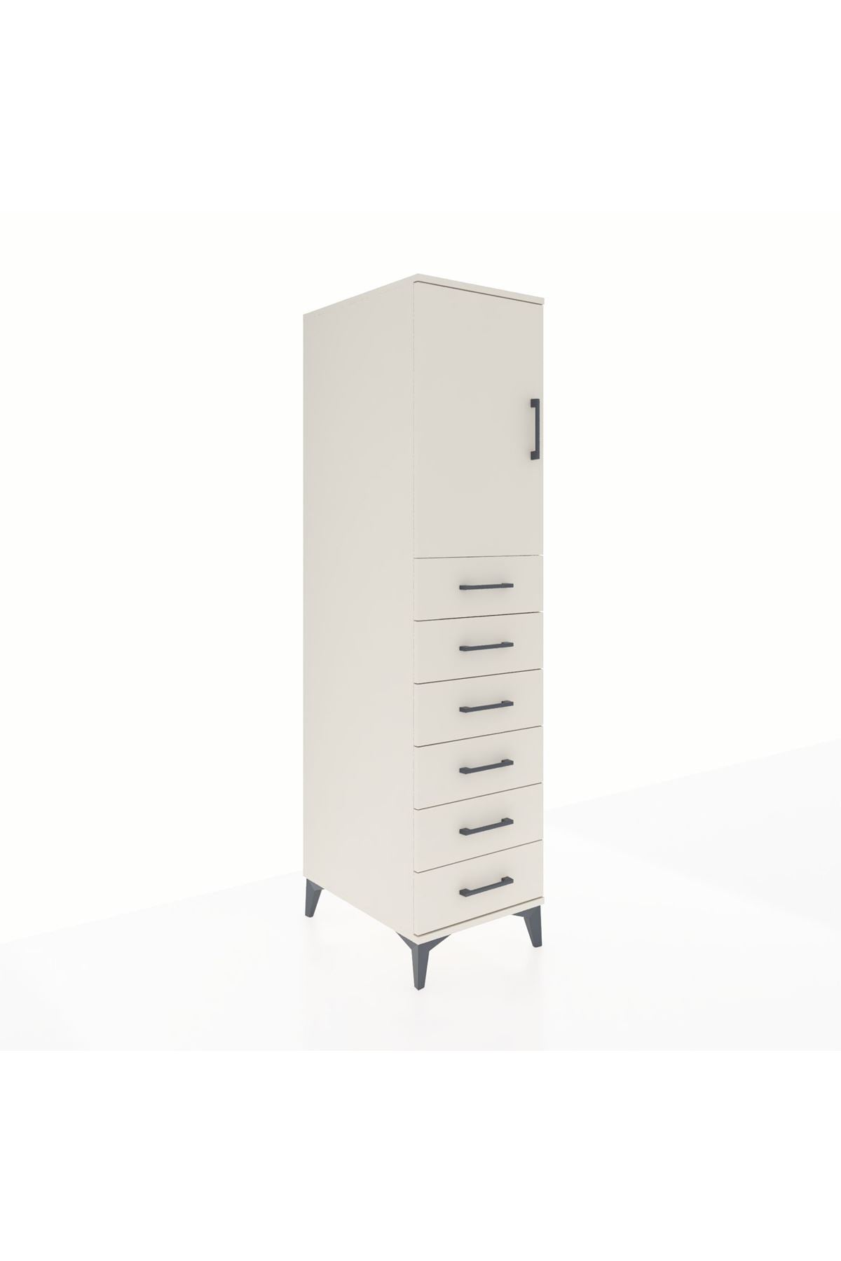 Kronos Dolap Tek Raflı 6 Çekmeceli Tek Kapaklı 44x59x182 - S88M003V1C