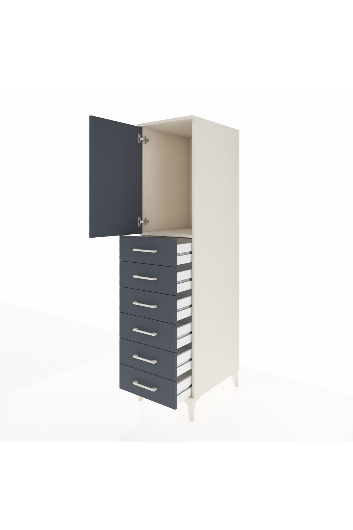 Kronos Dolap Tek Raflı 6 Çekmeceli Tek Kapaklı 44x59x182 Aytaşı-Antrasit