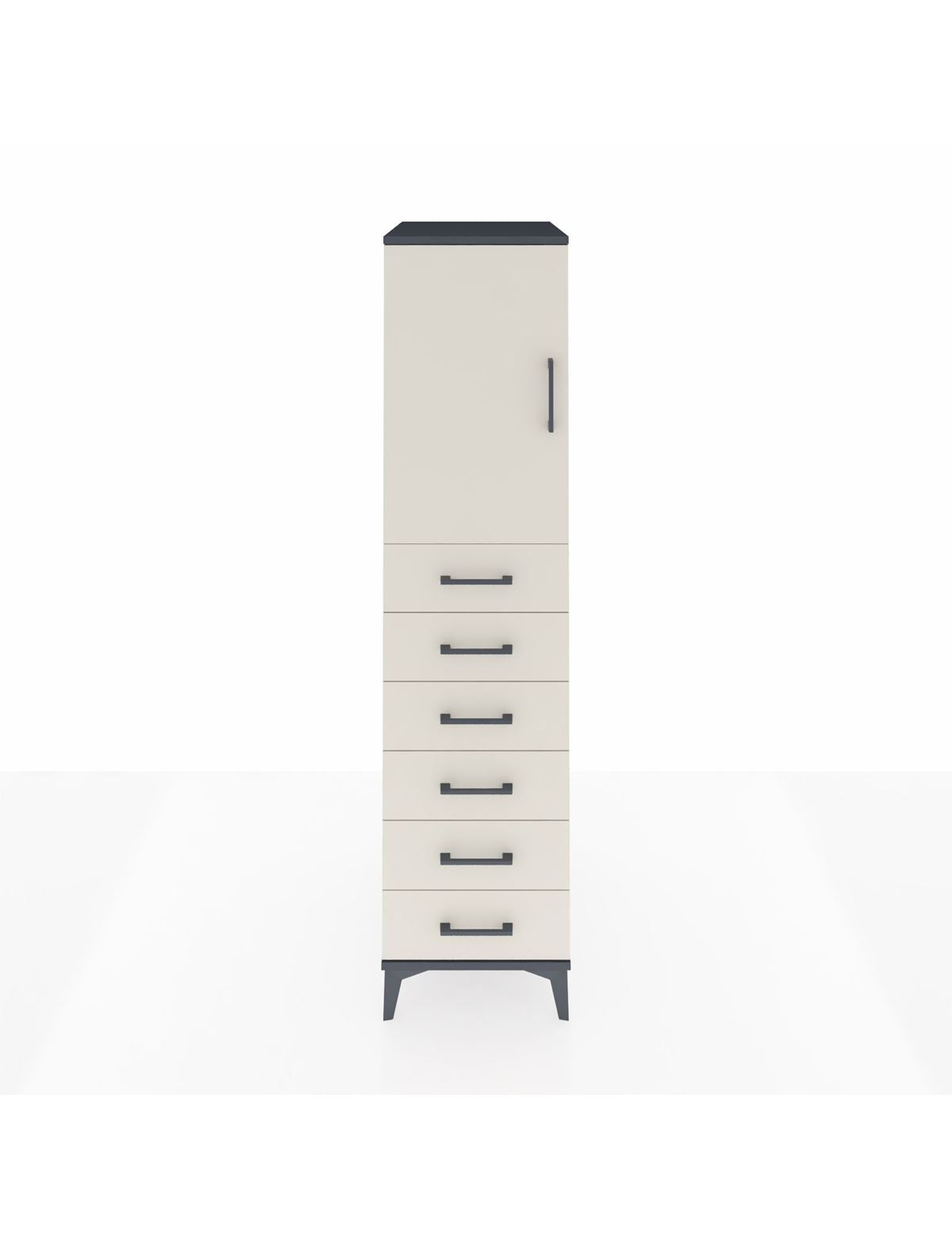 Kronos Dolap Tek Raflı 6 Çekmeceli Tek Kapaklı 44x59x182 Antrasit-Aytaşı