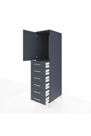 Kronos Dolap Tek Raflı 6 Çekmeceli Tek Kapaklı 44x59x182 Antrasit-Antrasit