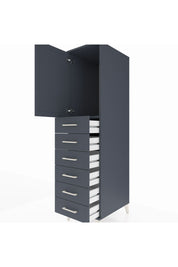 Kronos Dolap Tek Raflı 6 Çekmeceli Tek Kapaklı 44x59x182 Antrasit-Antrasit