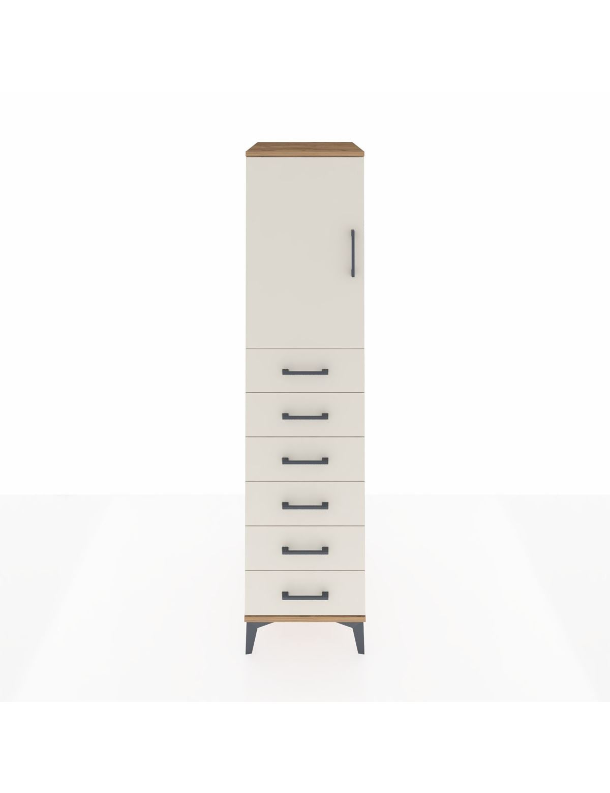 Kronos Dolap Tek Raflı 6 Çekmeceli Tek Kapaklı 44x59x182 Çam-Aytaşı