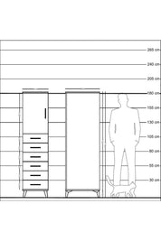 Kronos Dolap Tek Raflı 6 Çekmeceli Tek Kapaklı 44x59x182 Çam-Aytaşı