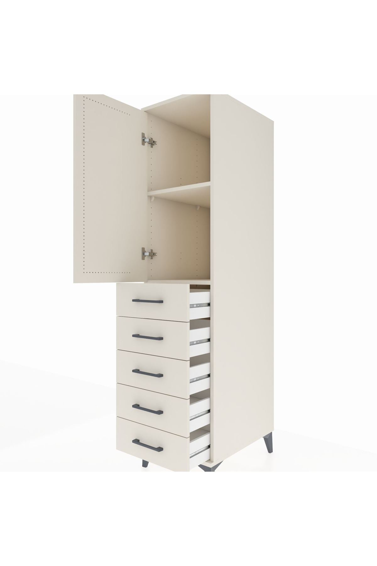 Kronos Dolap 2 Raflı 5 Çekmeceli Tek Kapaklı 44x59x182 Aytaşı-Aytaşı