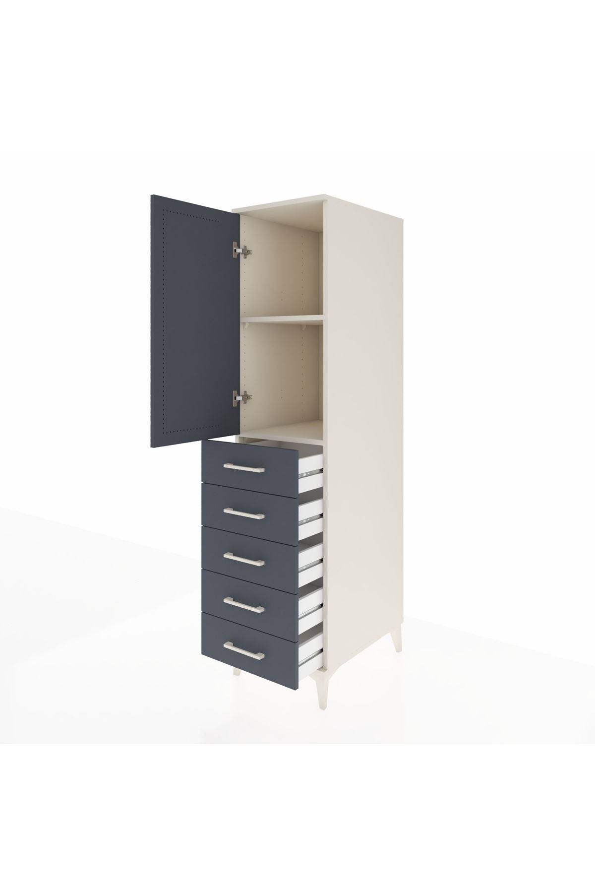 Kronos Dolap 2 Raflı 5 Çekmeceli Tek Kapaklı 44x59x182 Aytaşı-Antrasit