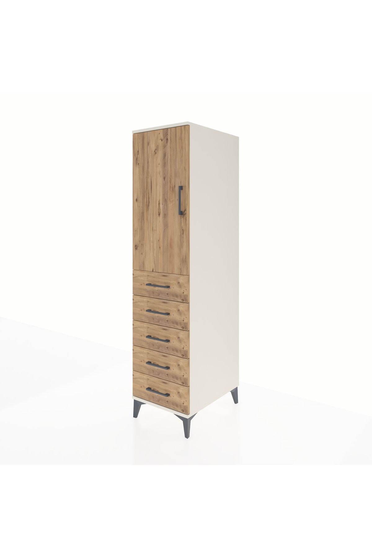 Kronos Dolap 2 Raflı 5 Çekmeceli Tek Kapaklı 44x59x182 - S88M004V3C