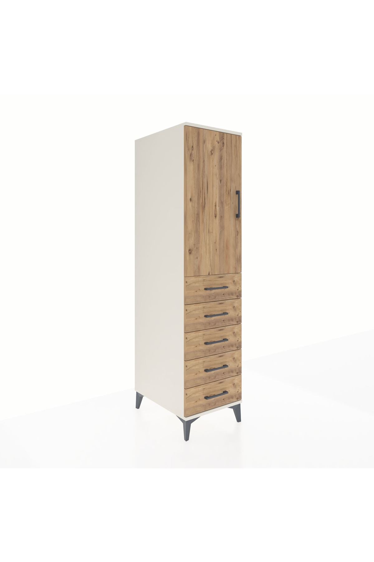 Kronos Dolap 2 Raflı 5 Çekmeceli Tek Kapaklı 44x59x182 - S88M004V3C