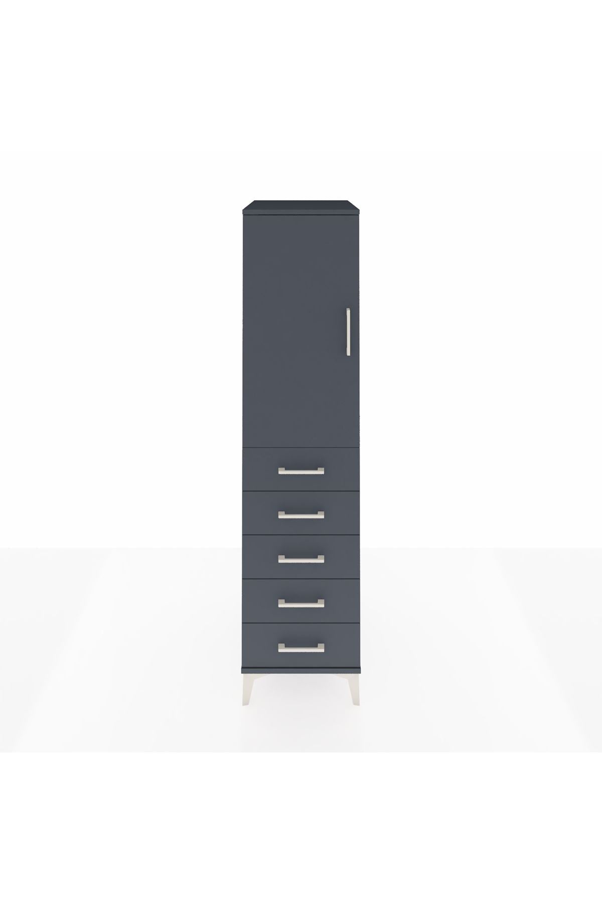 Kronos Dolap 2 Raflı 5 Çekmeceli Tek Kapaklı 44x59x182 - S88M004V5C