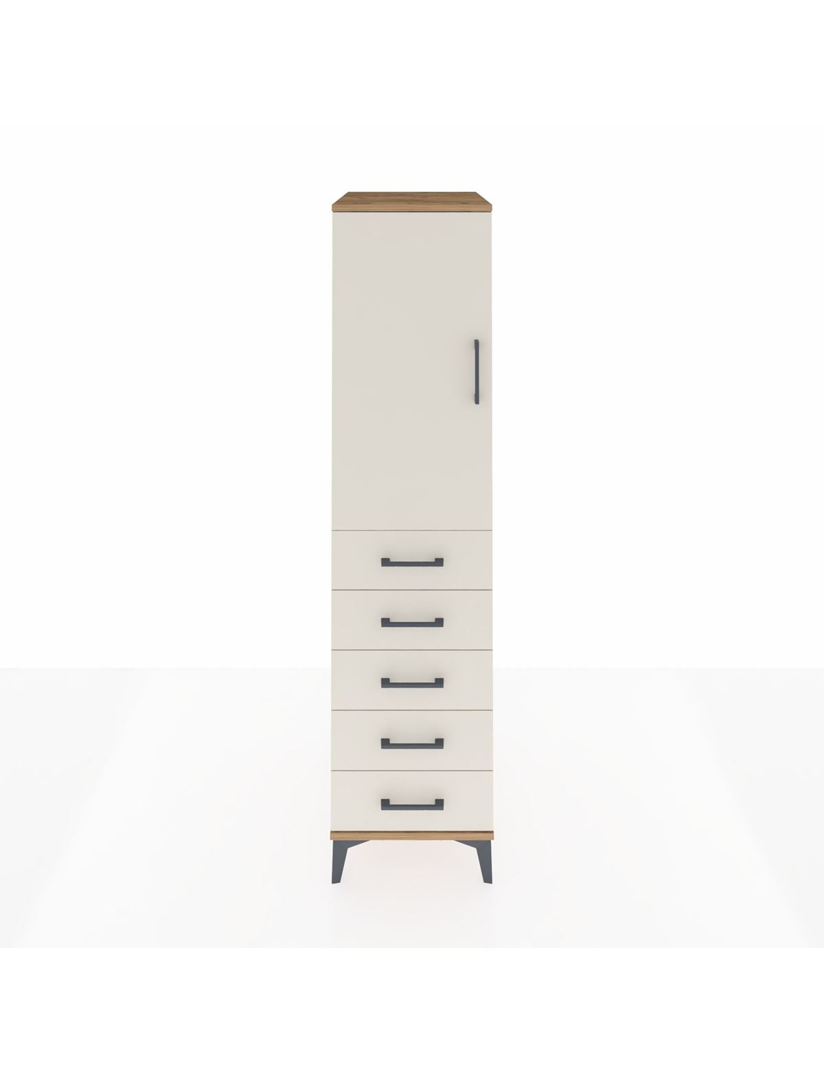 Kronos Dolap 2 Raflı 5 Çekmeceli Tek Kapaklı 44x59x182 Çam-Aytaşı