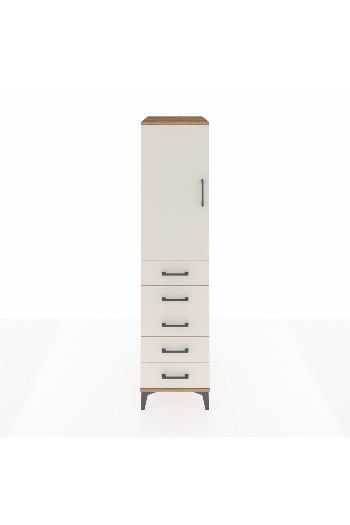 Kronos Dolap 2 Raflı 5 Çekmeceli Tek Kapaklı 44x59x182 Çam-Aytaşı