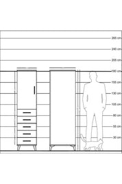Kronos Dolap 2 Raflı 5 Çekmeceli Tek Kapaklı 44x59x182 Çam-Aytaşı
