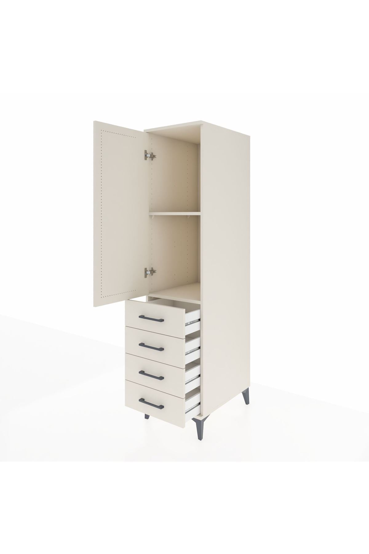 Kronos Dolap 2 Raflı 4 Çekmeceli Tek Kapaklı 44x59x182 Aytaşı-Aytaşı