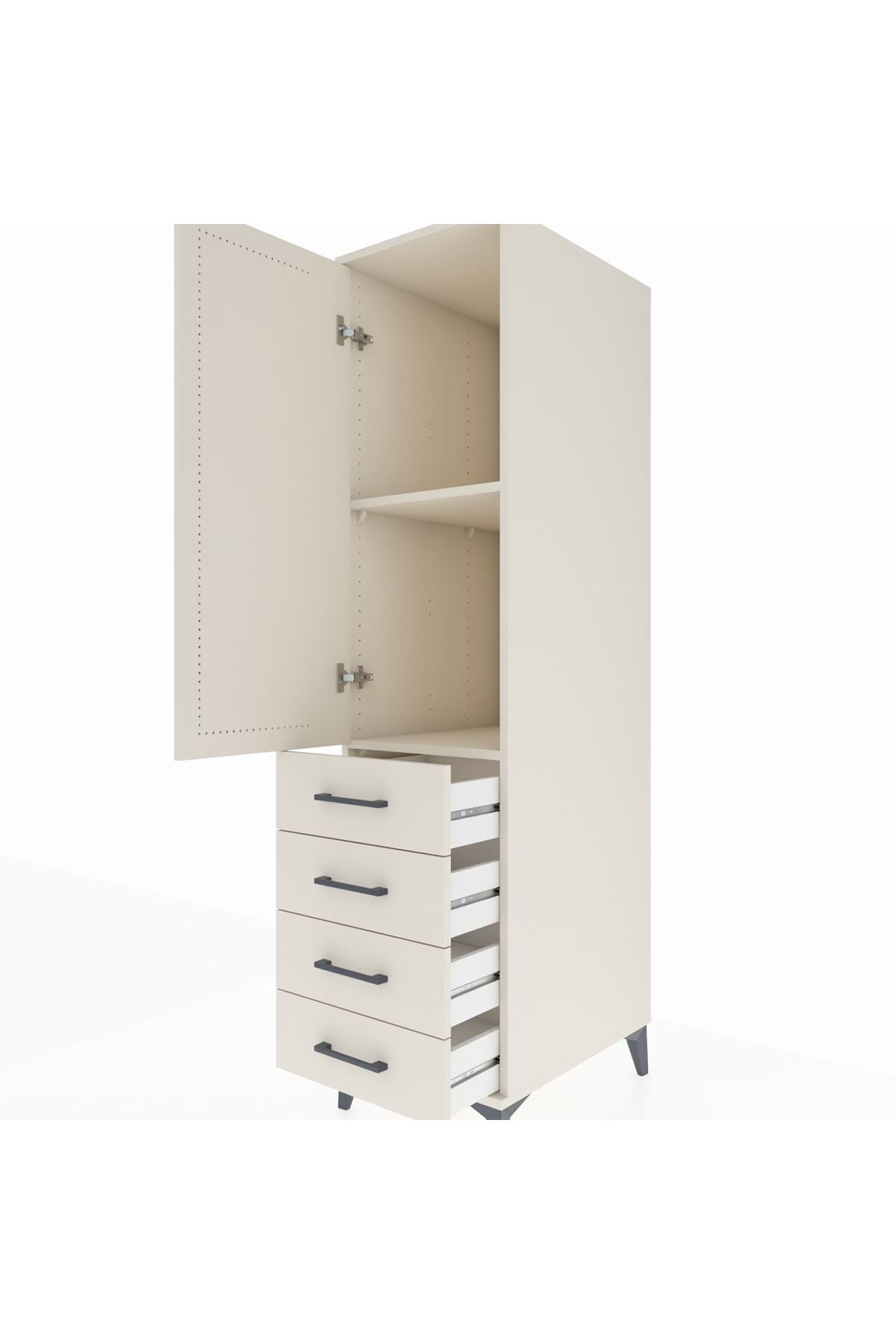 Kronos Dolap 2 Raflı 4 Çekmeceli Tek Kapaklı 44x59x182 Aytaşı-Aytaşı