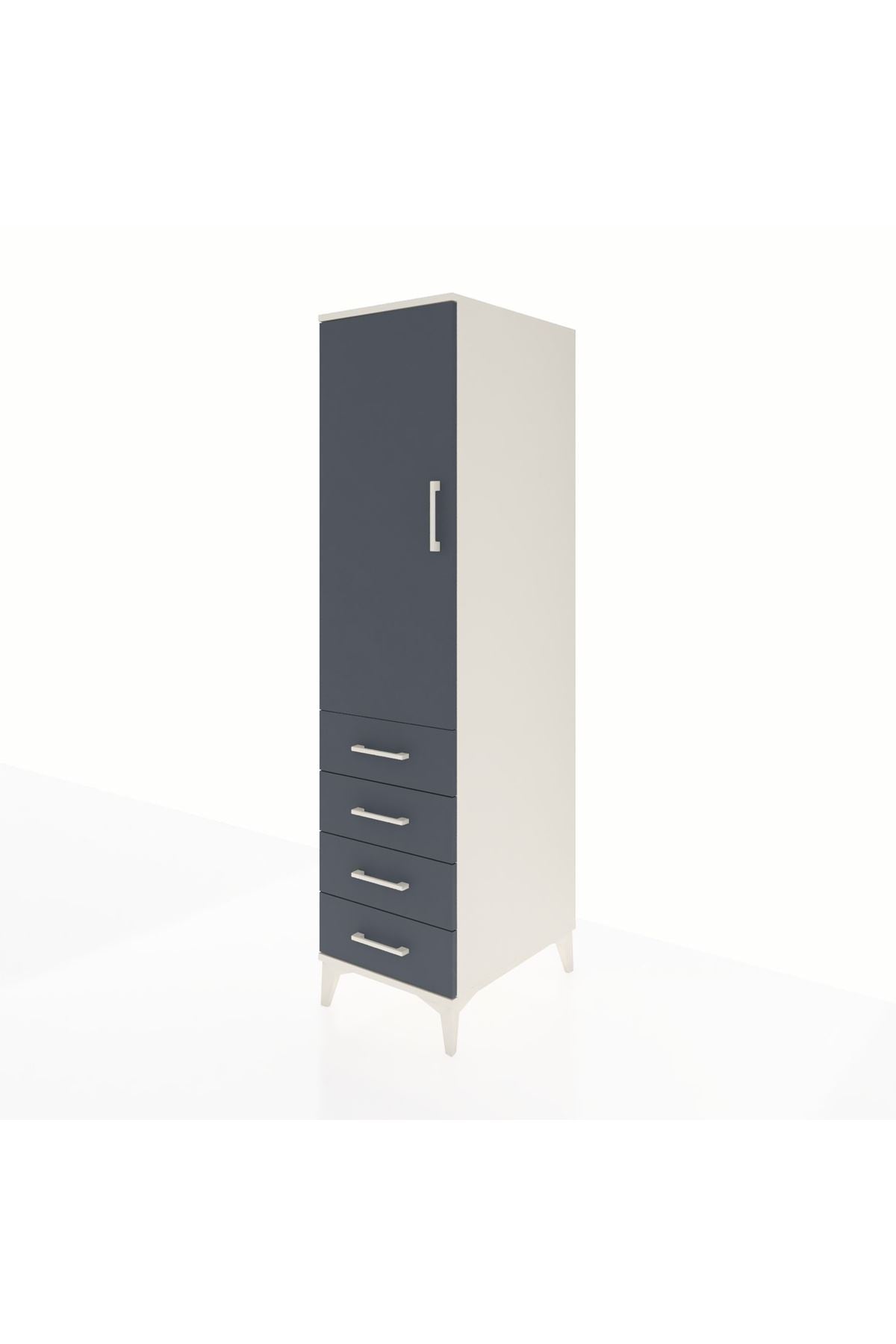 Kronos Dolap 2 Raflı 4 Çekmeceli Tek Kapaklı 44x59x182 - S88M005V2C