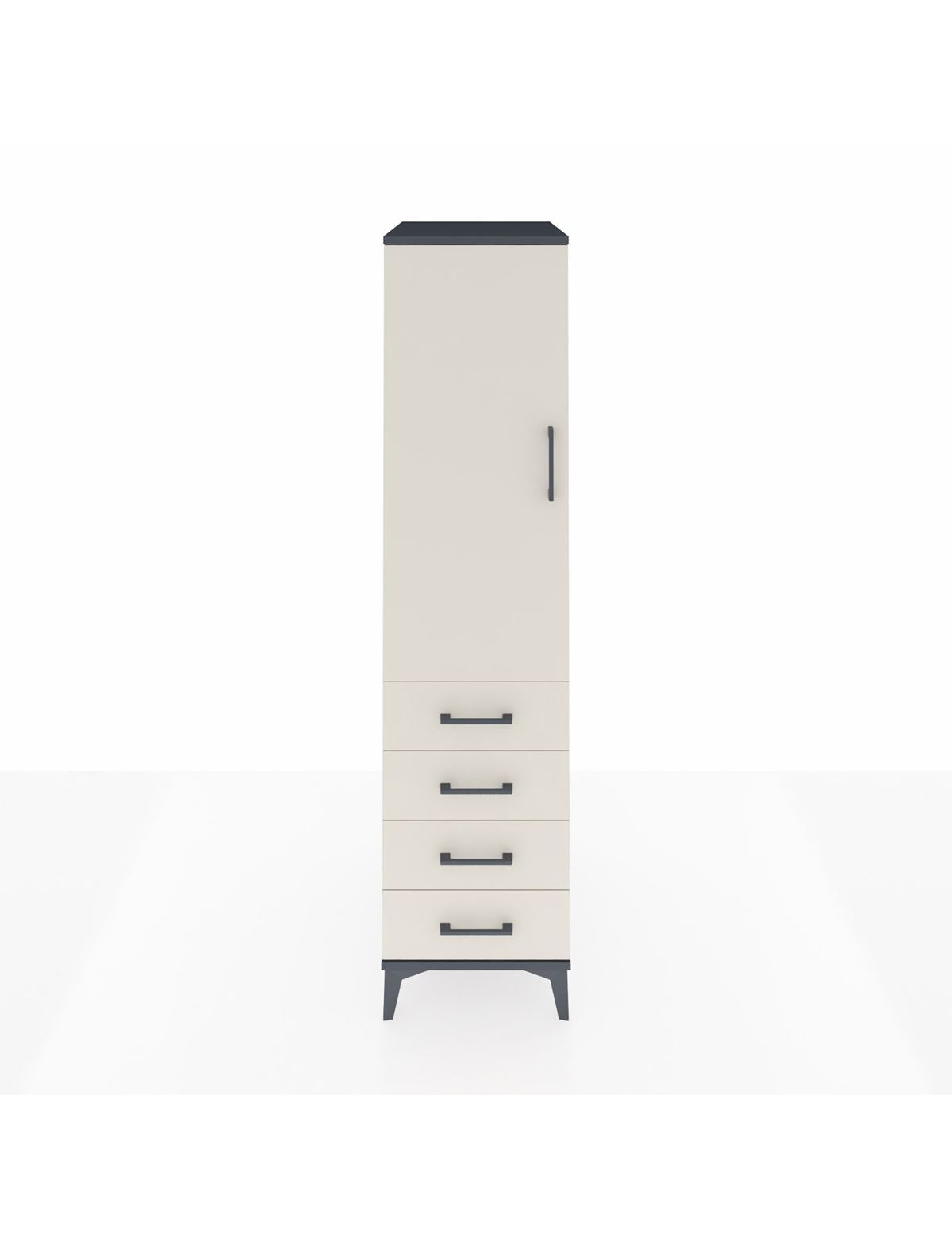 Kronos Dolap 2 Raflı 4 Çekmeceli Tek Kapaklı 44x59x182 Antrasit-Aytaşı