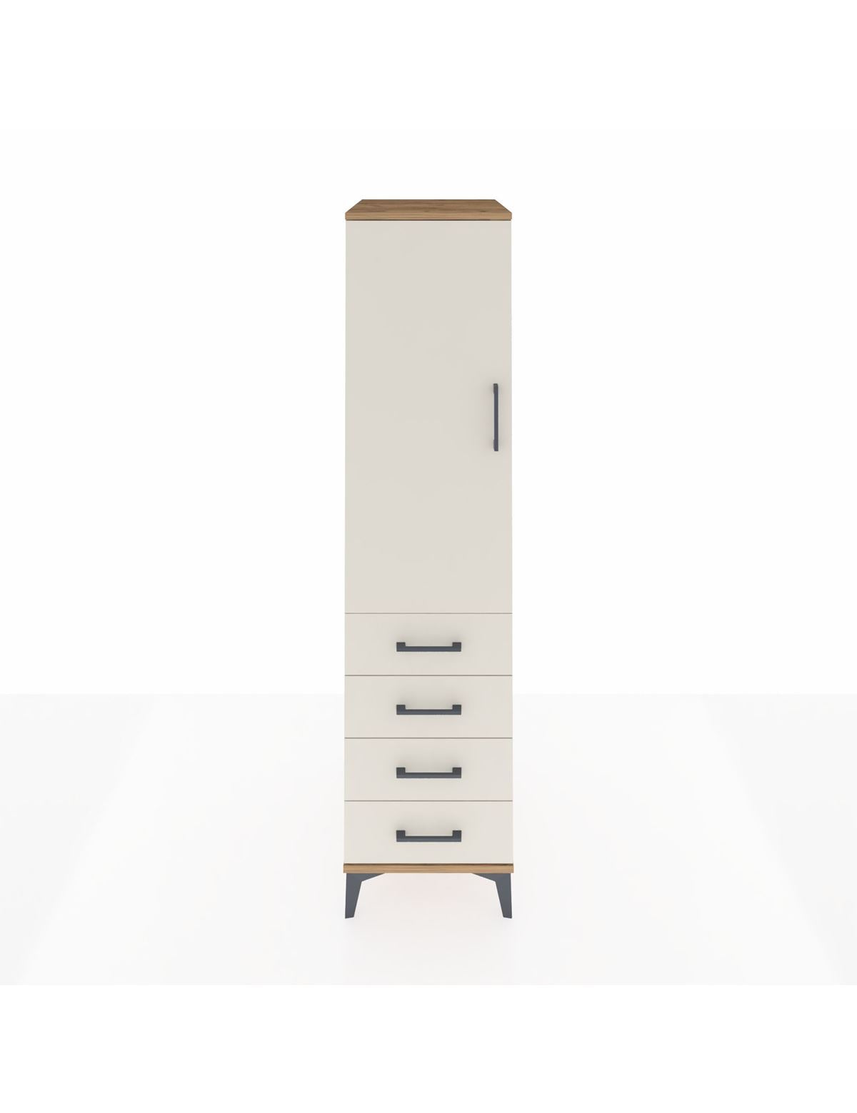 Kronos Dolap 2 Raflı 4 Çekmeceli Tek Kapaklı 44x59x182 Çam-Aytaşı