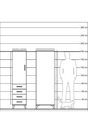 Kronos Dolap 2 Raflı 4 Çekmeceli Tek Kapaklı 44x59x182 Çam-Aytaşı