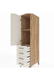 Kronos Dolap 2 Raflı 4 Çekmeceli Tek Kapaklı 44x59x182 Çam-Aytaşı