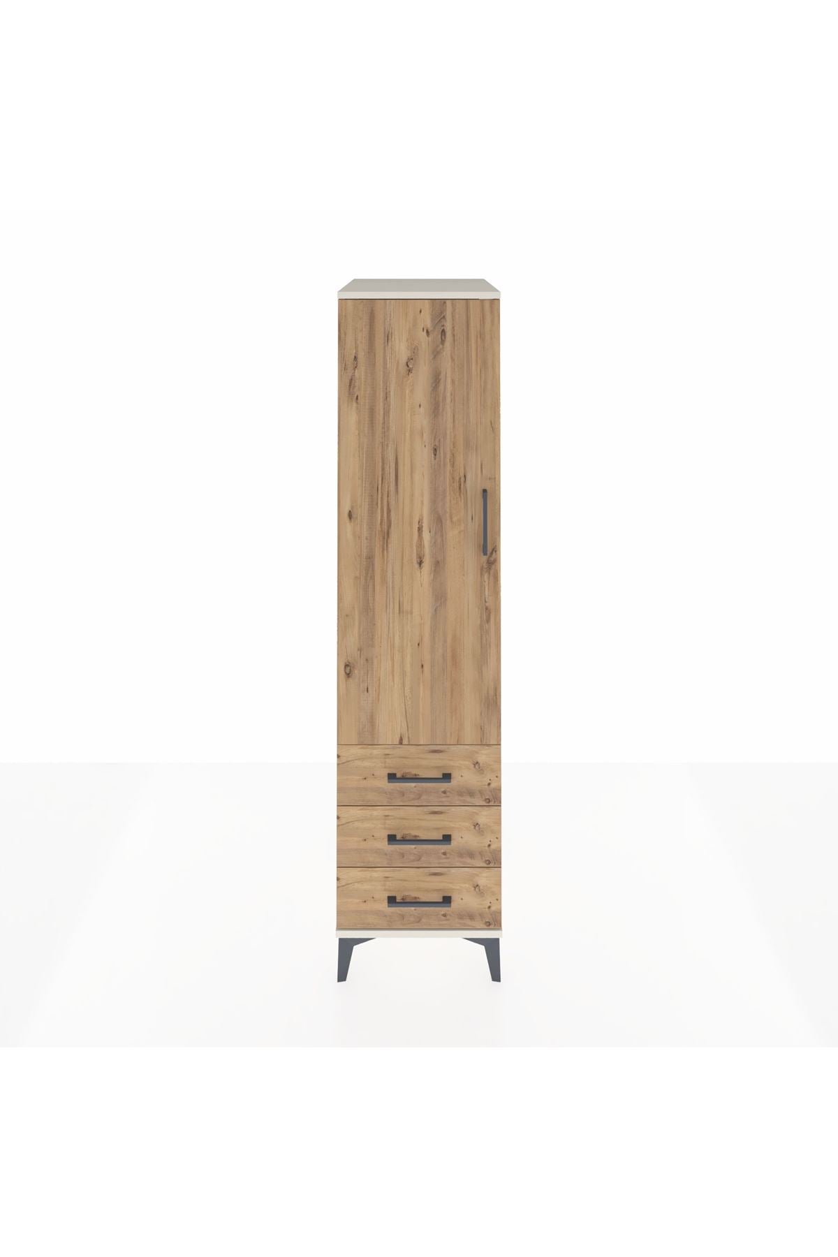 Kronos Dolap 2 Raflı 3 Çekmeceli Tek Kapaklı 44x59x182 Aytaşı-Çam