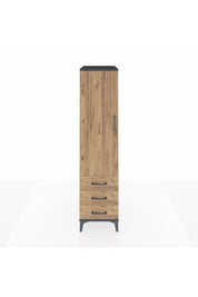 Kronos Dolap 2 Raflı 3 Çekmeceli Tek Kapaklı 44x59x182 Antrasit-Çam