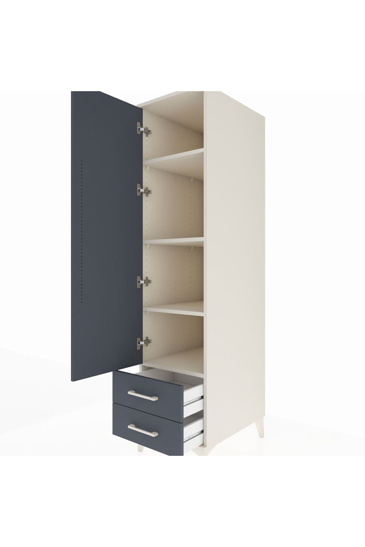 Kronos Dolap 4 Raflı 2 Çekmeceli Tek Kapaklı 44x59x182 - S88M007V2C