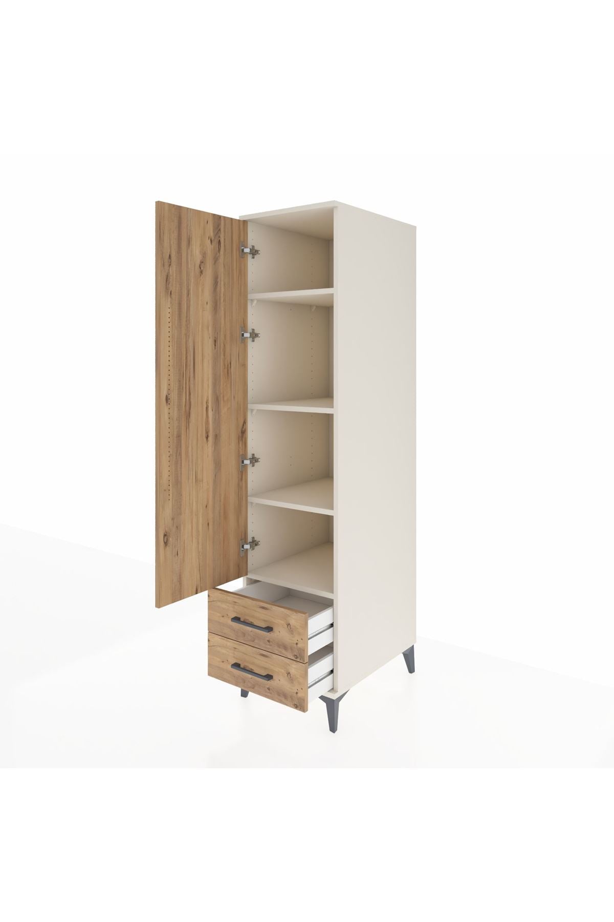 Kronos Dolap 4 Raflı 2 Çekmeceli Tek Kapaklı 44x59x182 Aytaşı-Çam