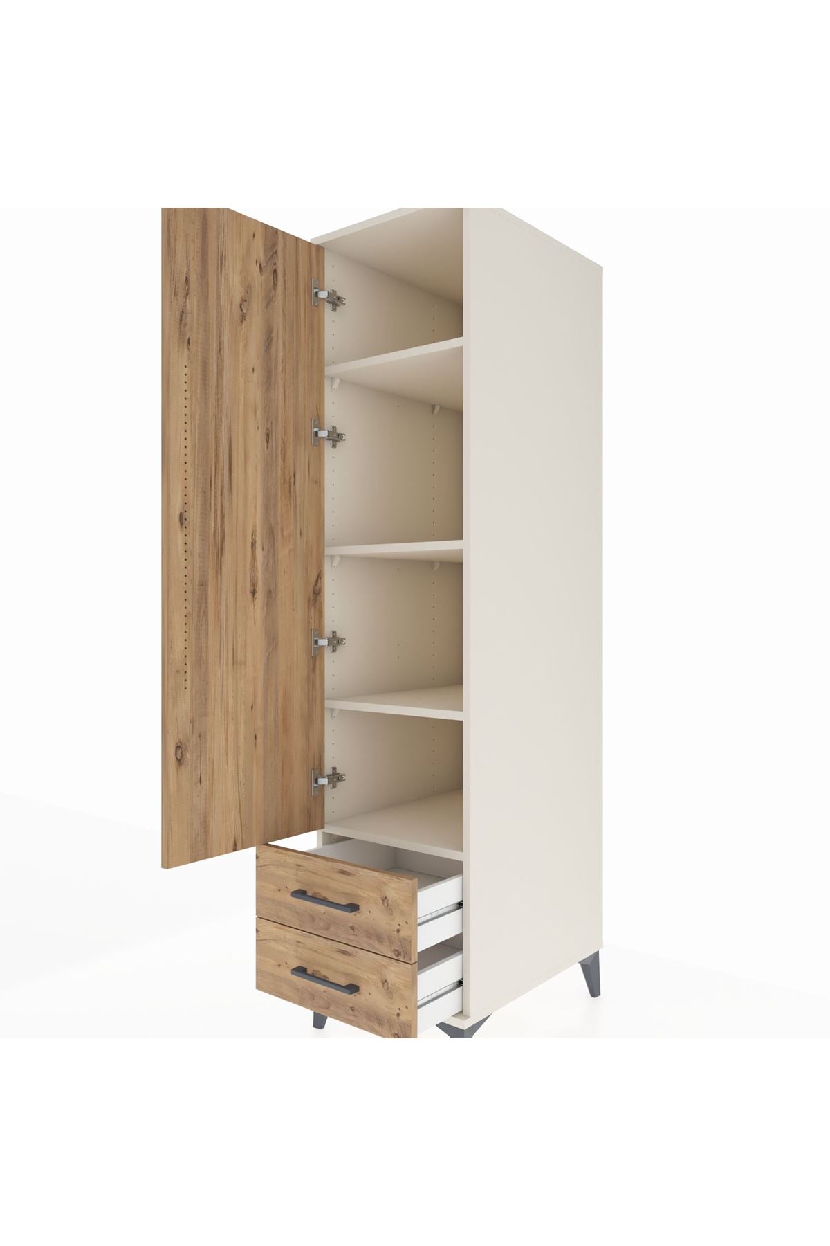 Kronos Dolap 4 Raflı 2 Çekmeceli Tek Kapaklı 44x59x182 Aytaşı-Çam