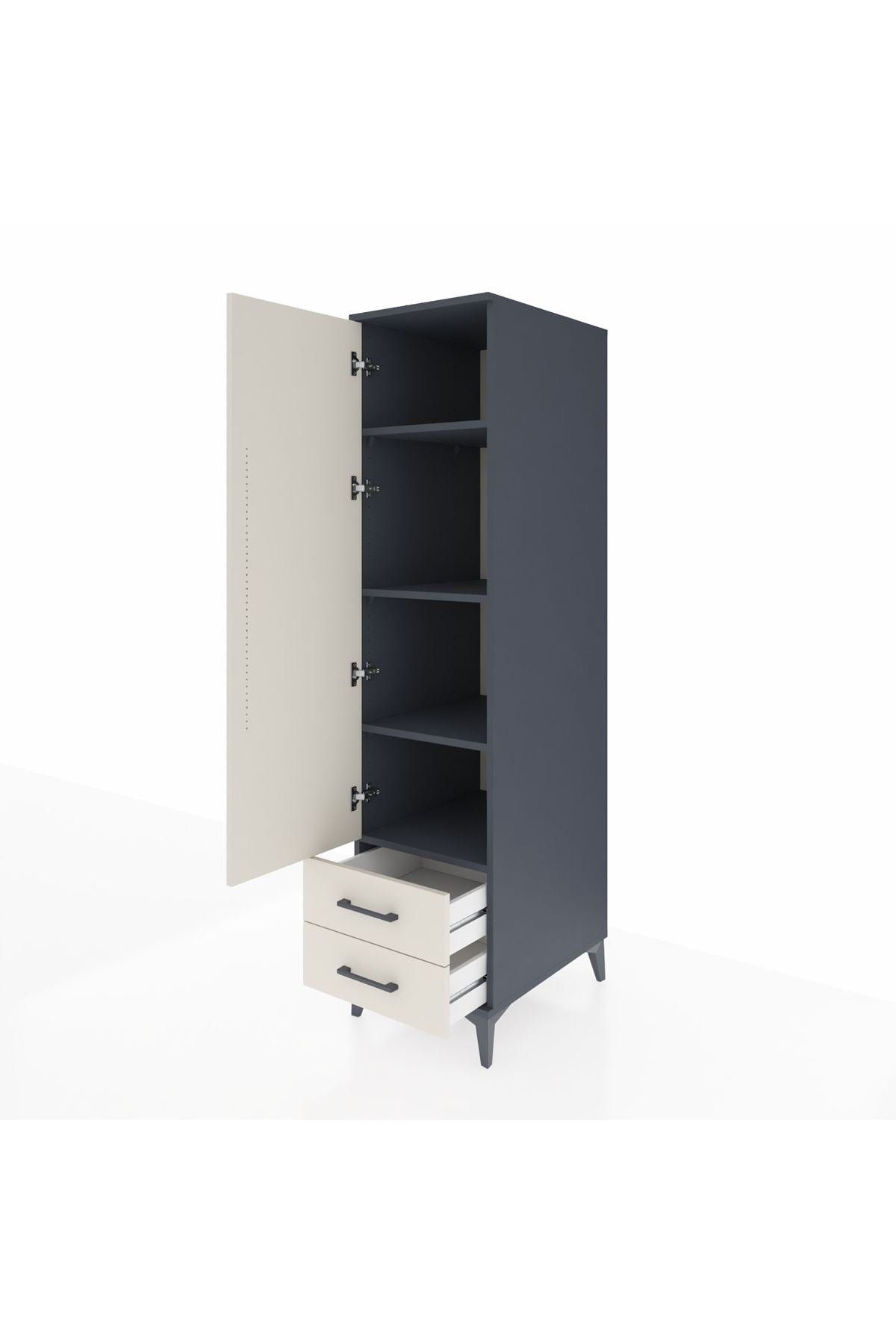 Kronos Dolap 4 Raflı 2 Çekmeceli Tek Kapaklı 44x59x182 - S88M007V4C