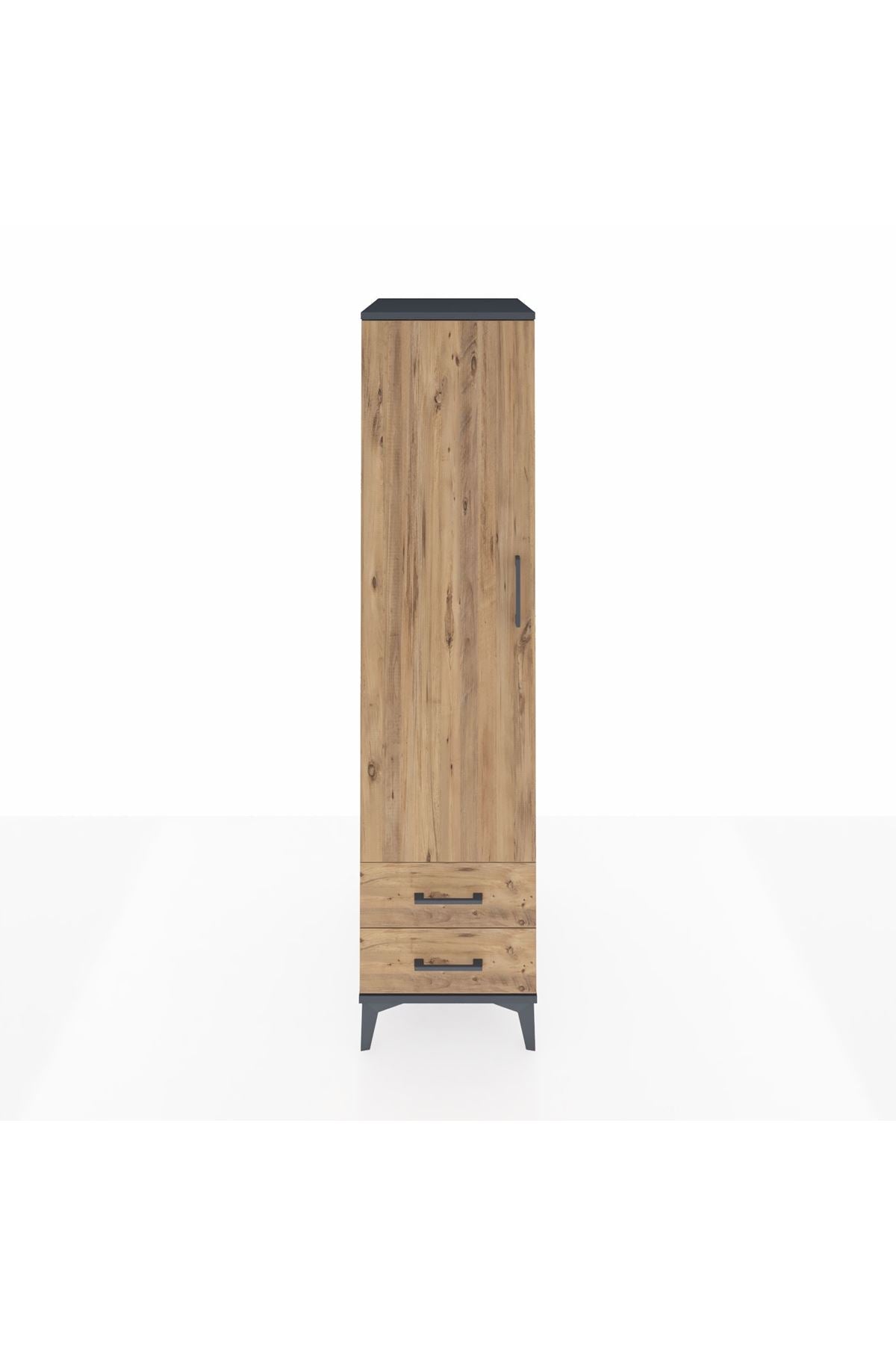 Kronos Dolap 4 Raflı 2 Çekmeceli Tek Kapaklı 44x59x182 Antrasit-Çam