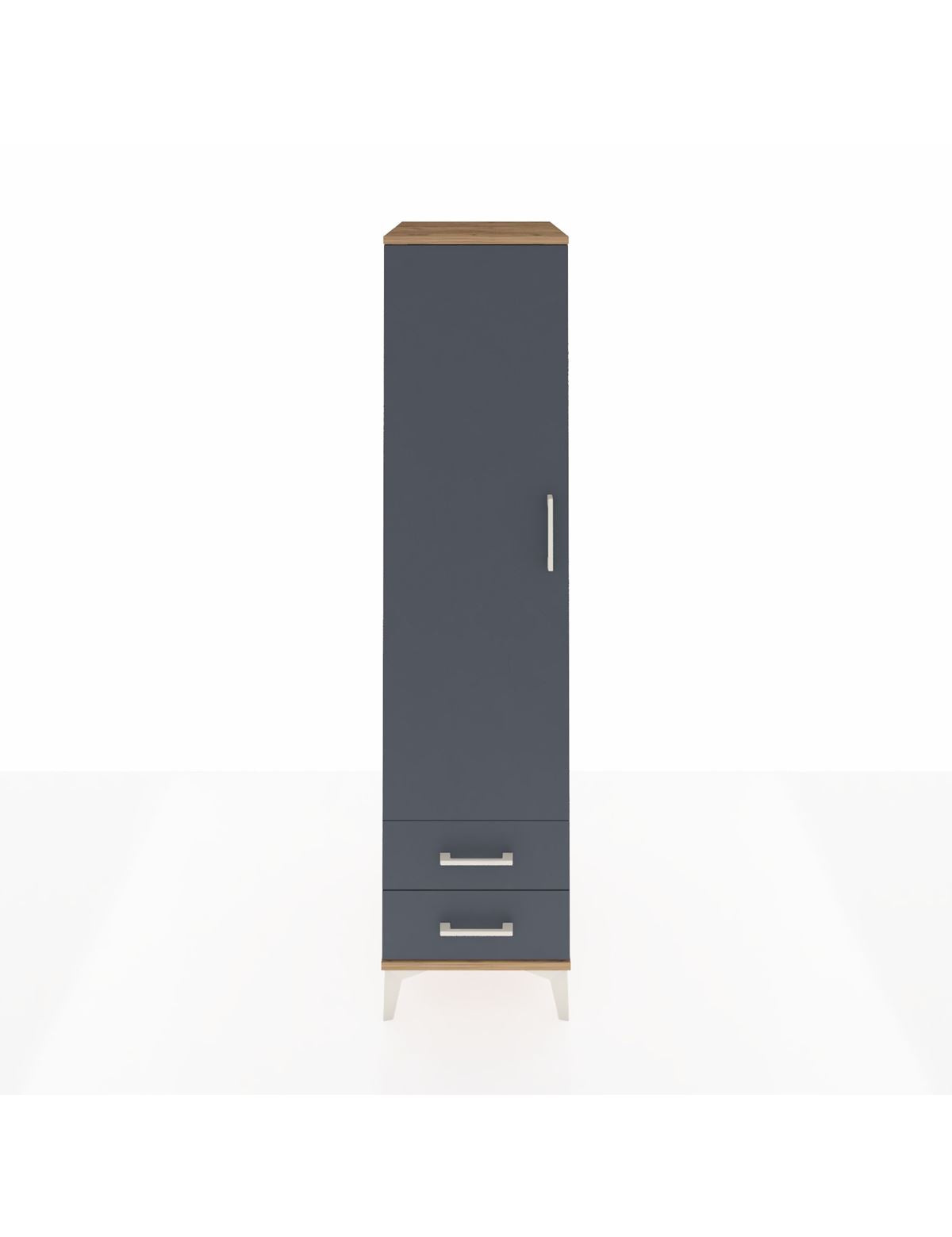 Kronos Dolap 4 Raflı 2 Çekmeceli Tek Kapaklı 44x59x182 Çam-Antrasit