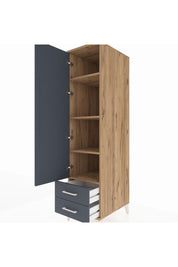 Kronos Dolap 4 Raflı 2 Çekmeceli Tek Kapaklı 44x59x182 Çam-Antrasit