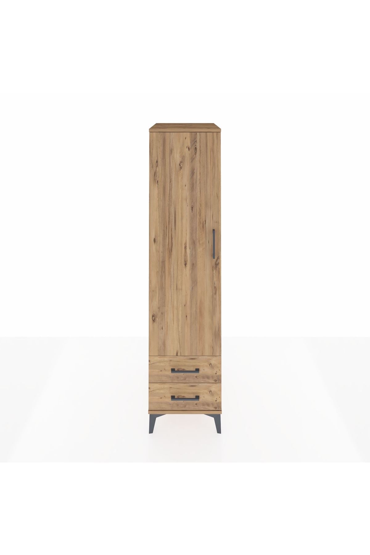 Kronos Dolap 4 Raflı 2 Çekmeceli Tek Kapaklı 44x59x182 Çam-Çam