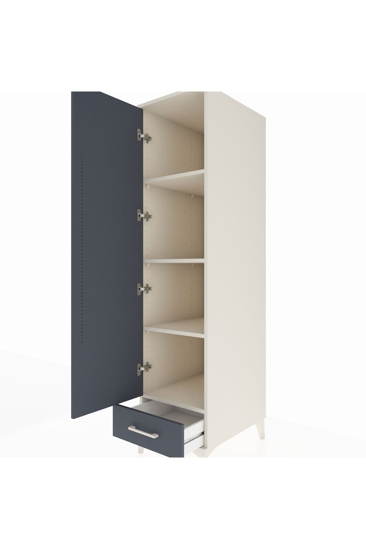 Kronos Dolap 4 Raflı Tek Çekmeceli Tek Kapaklı 44x59x182 Aytaşı-Antrasit