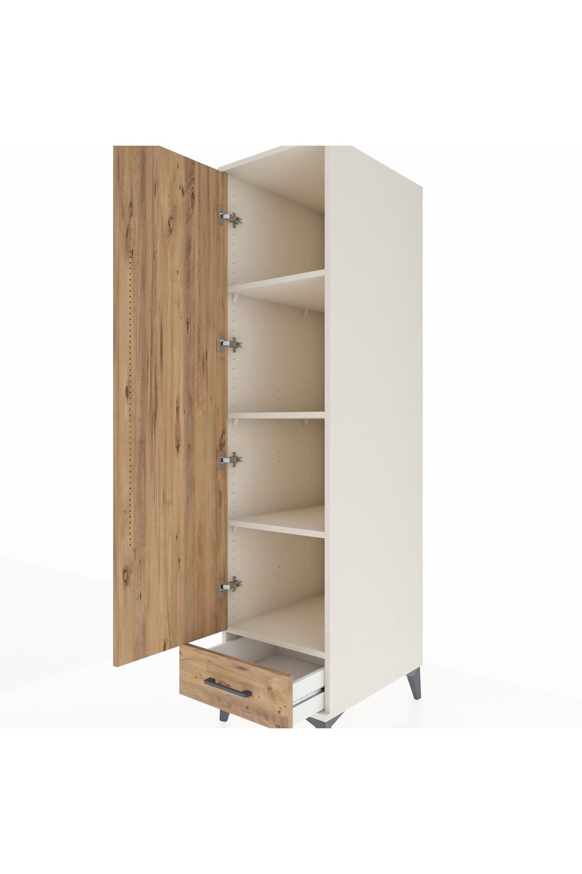 Kronos Dolap 4 Raflı Tek Çekmeceli Tek Kapaklı 44x59x182 Aytaşı-Çam