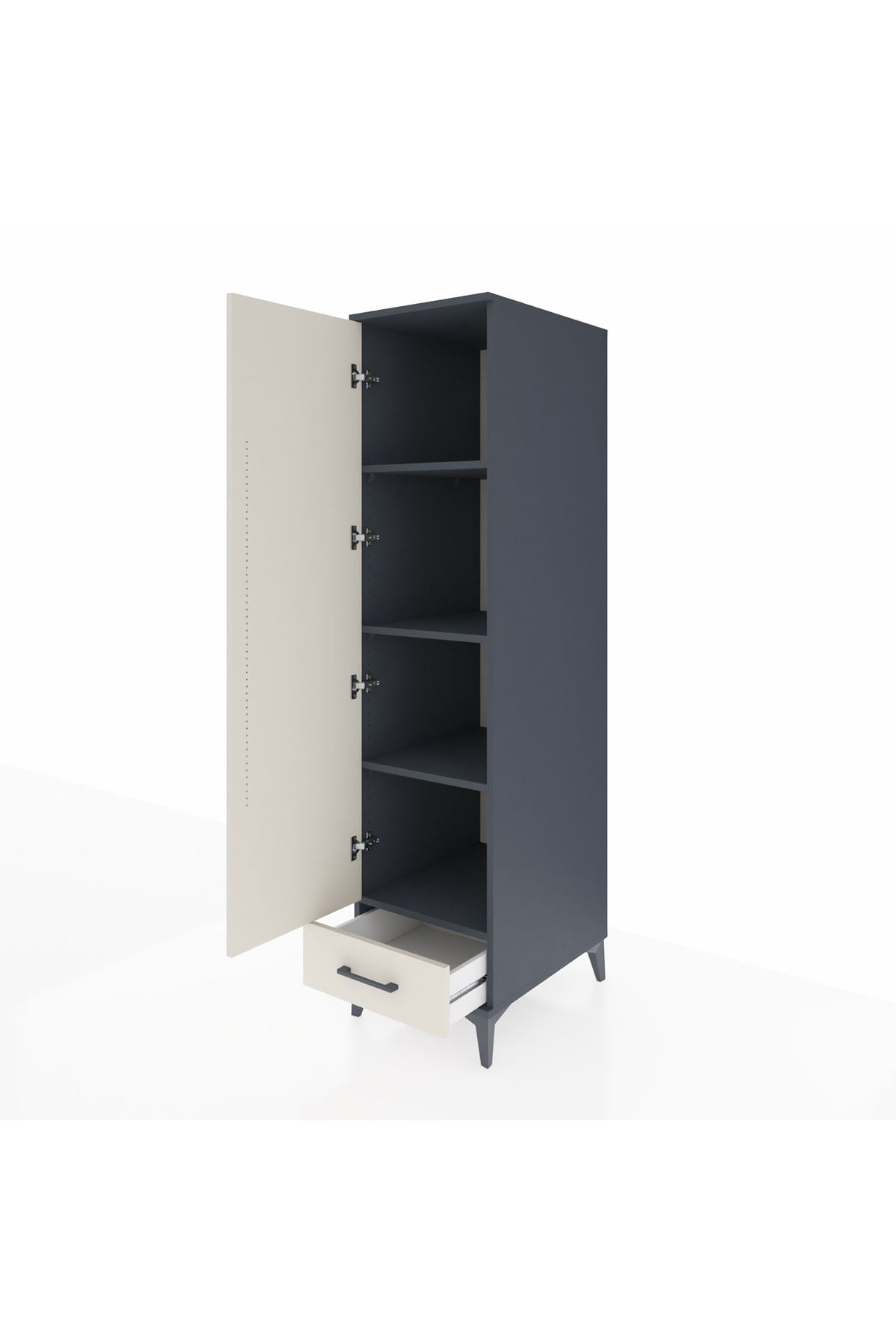 Kronos Dolap 4 Raflı Tek Çekmeceli Tek Kapaklı 44x59x182 - S88M008V4C
