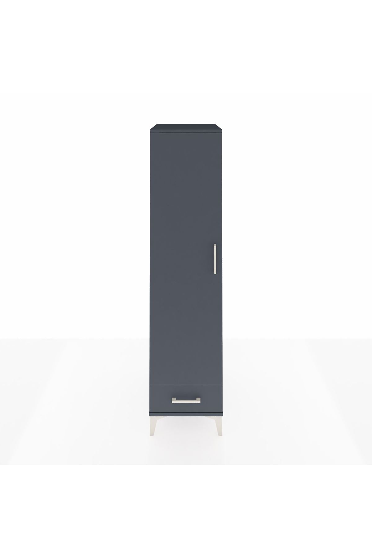 Kronos Dolap 4 Raflı Tek Çekmeceli Tek Kapaklı 44x59x182 Antrasit-Antrasit