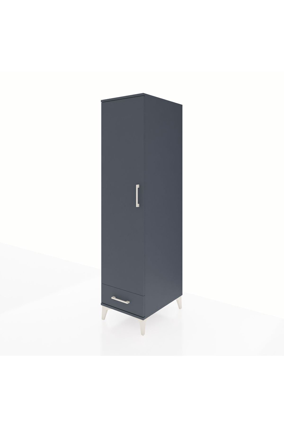 Kronos Dolap 4 Raflı Tek Çekmeceli Tek Kapaklı 44x59x182 Antrasit-Antrasit