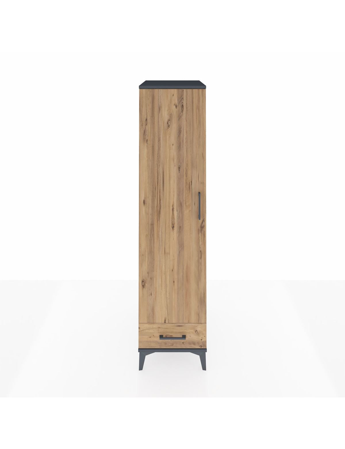 Kronos Dolap 4 Raflı Tek Çekmeceli Tek Kapaklı 44x59x182 Antrasit-Çam