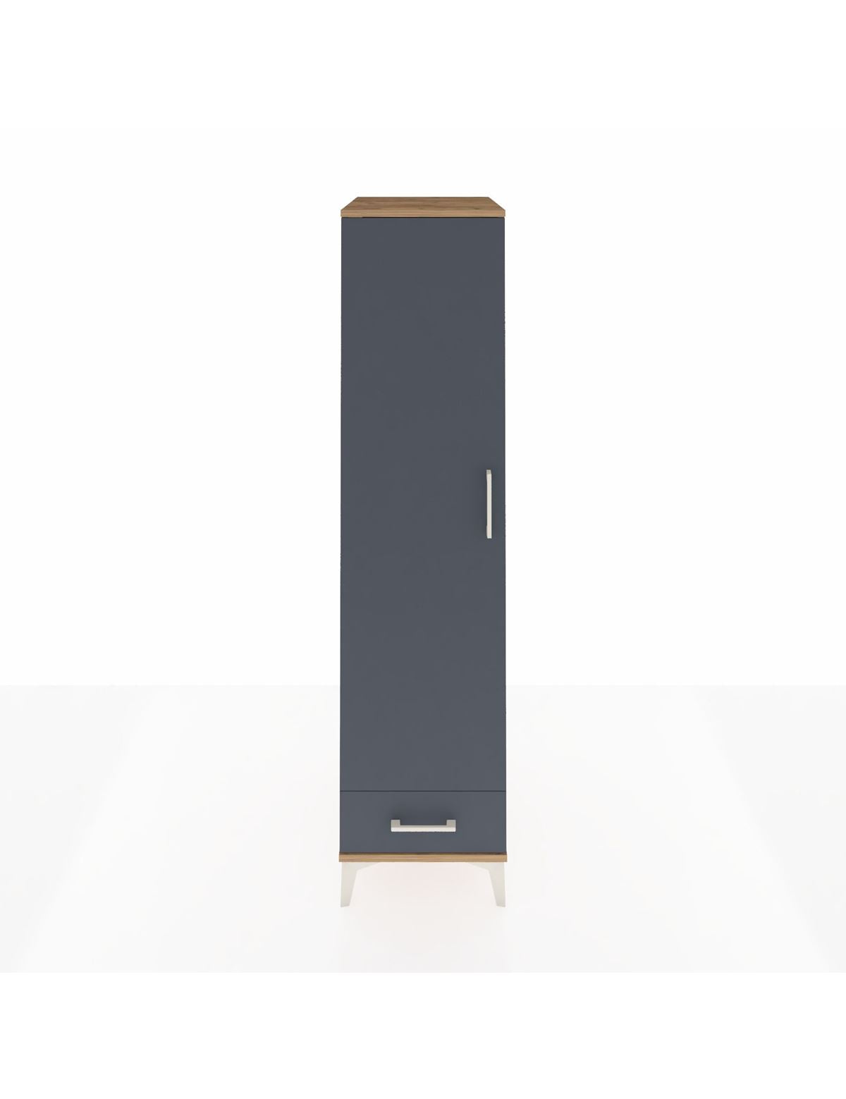 Kronos Dolap 4 Raflı Tek Çekmeceli Tek Kapaklı 44x59x182 Çam-Antrasit