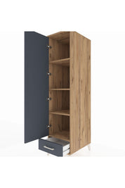 Kronos Dolap 4 Raflı Tek Çekmeceli Tek Kapaklı 44x59x182 Çam-Antrasit