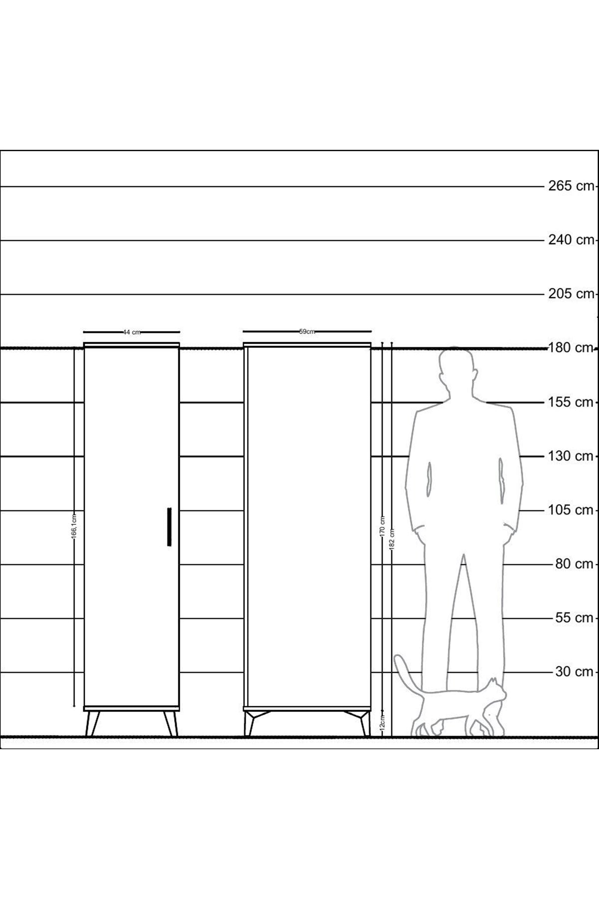 Kronos Dolap 4 Raflı Tek Kapaklı 44x59x182 Antrasit-Antrasit