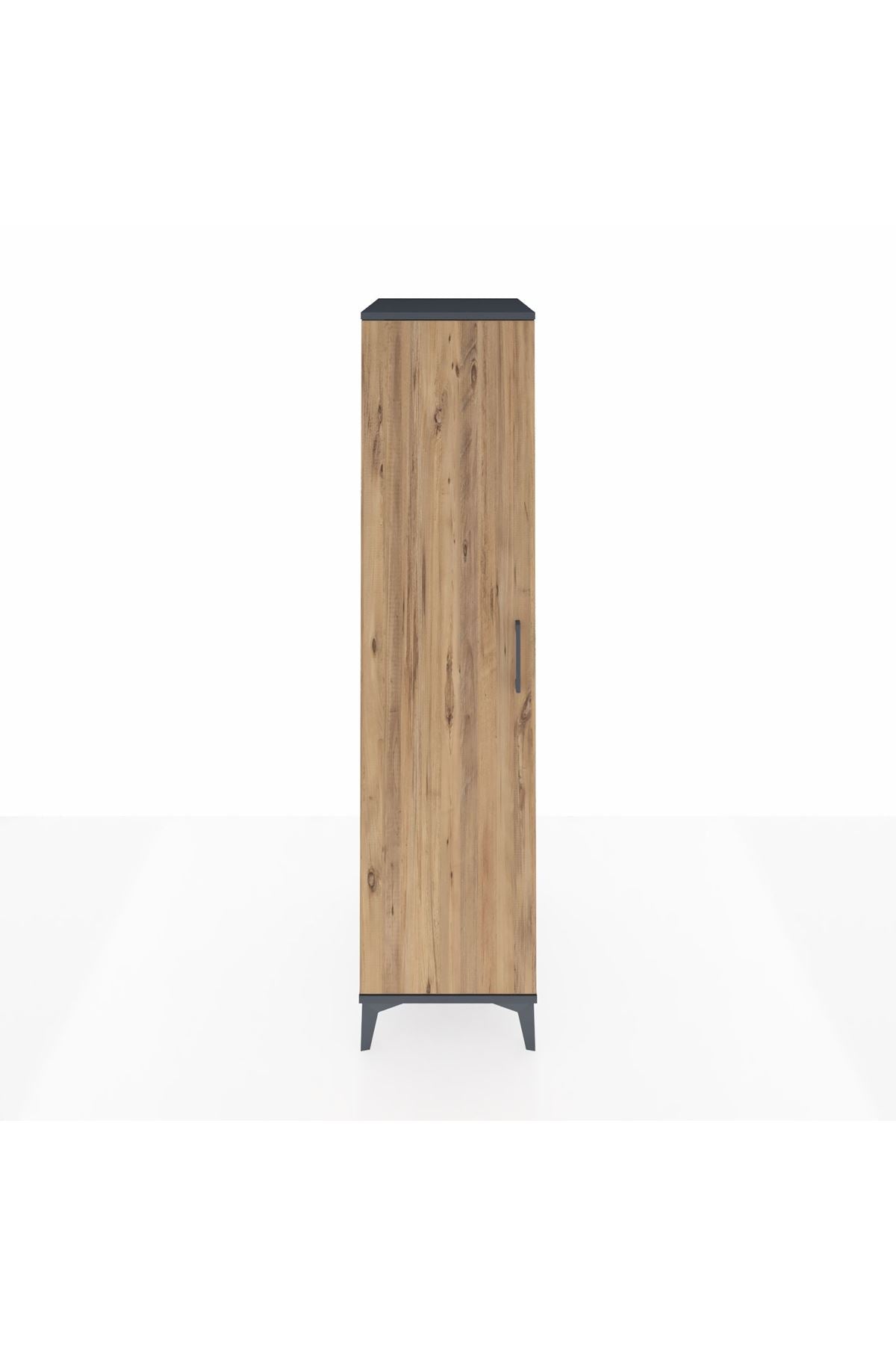 Kronos Dolap 4 Raflı Tek Kapaklı 44x59x182 Antrasit-Çam