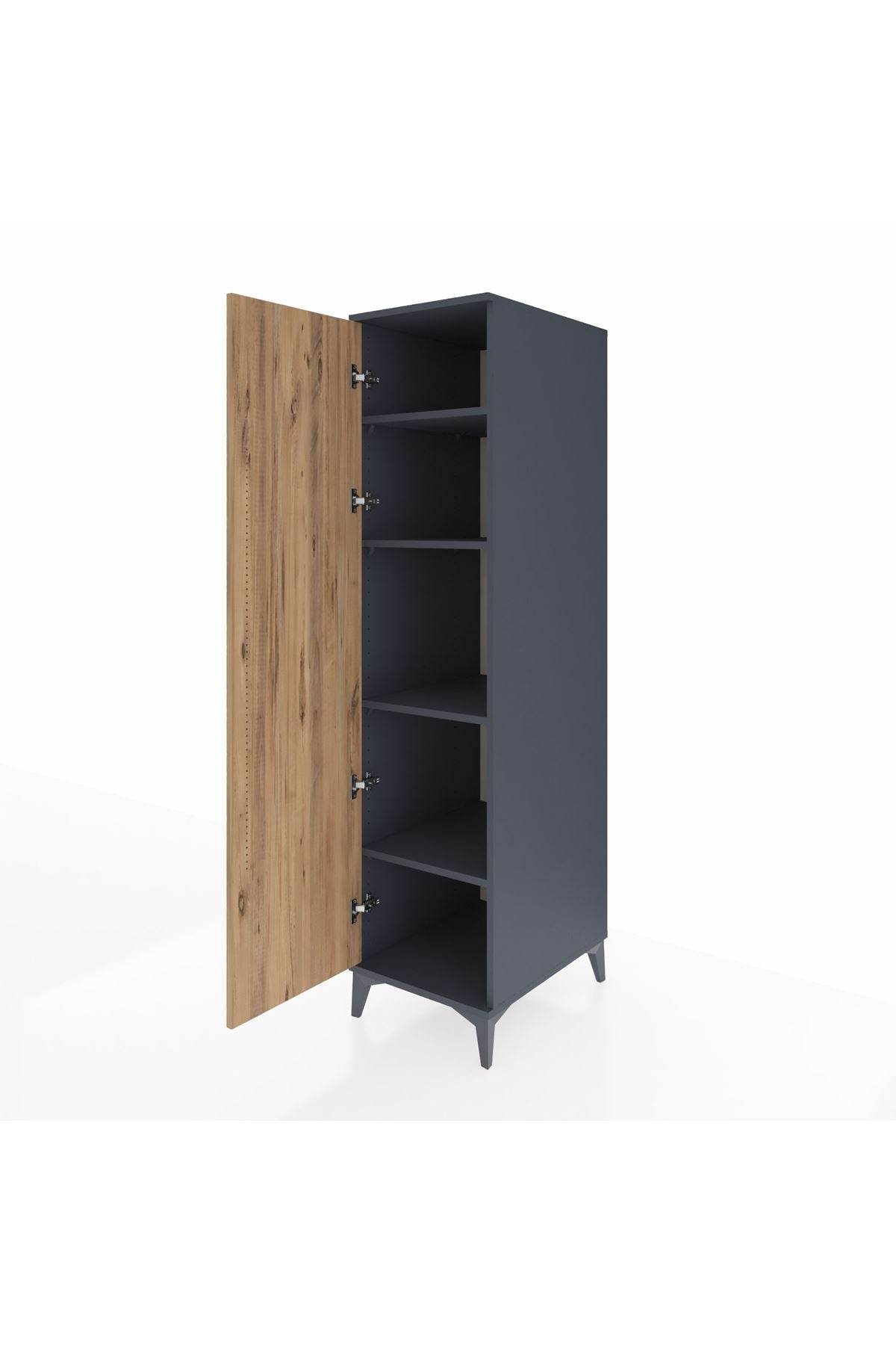 Kronos Dolap 4 Raflı Tek Kapaklı 44x59x182 Antrasit-Çam