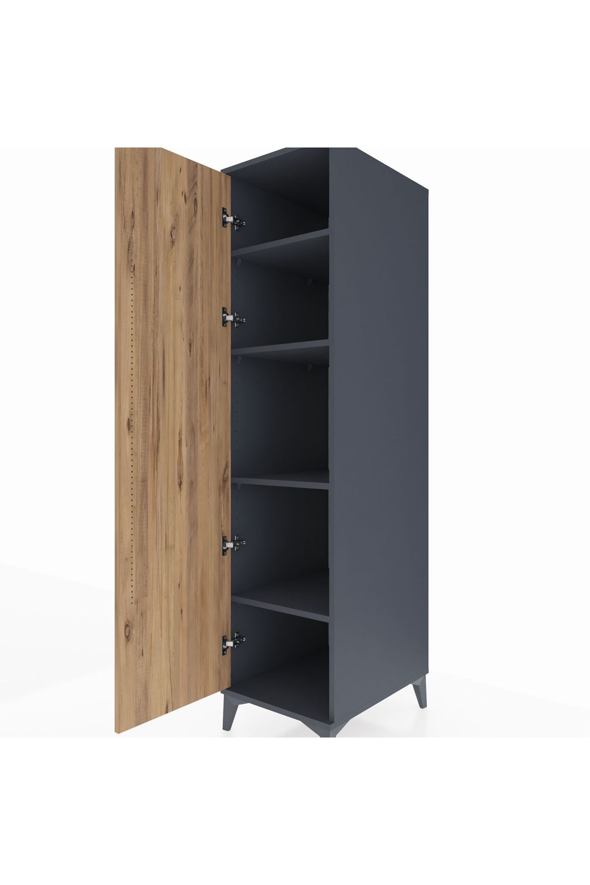 Kronos Dolap 4 Raflı Tek Kapaklı 44x59x182 Antrasit-Çam