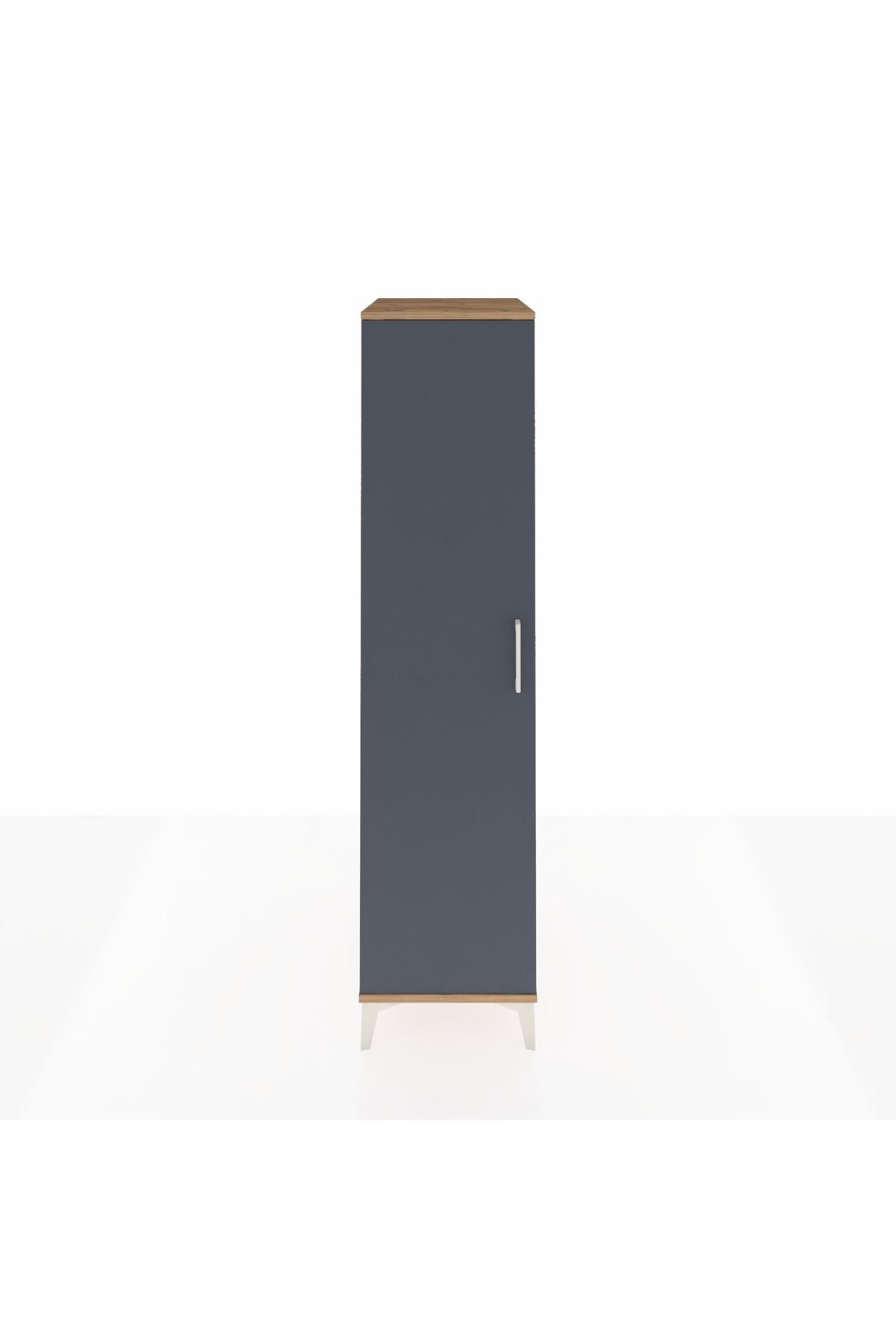 Kronos Dolap 4 Raflı Tek Kapaklı 44x59x182 Çam-Antrasit