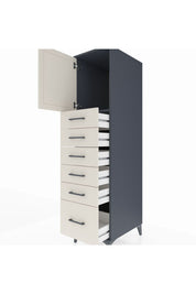 Kronos Dolap Tek Raflı 6 Çekmeceli Tek Kapaklı 44x59x182 Antrasit-Aytaşı