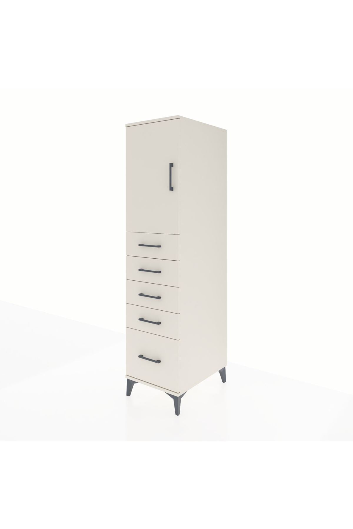 Kronos Dolap Tek Raflı 5 Çekmeceli Tek Kapaklı 44x59x182 Aytaşı-Aytaşı