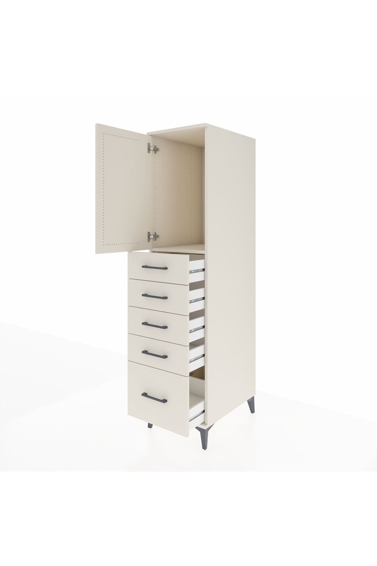 Kronos Dolap Tek Raflı 5 Çekmeceli Tek Kapaklı 44x59x182 Aytaşı-Aytaşı