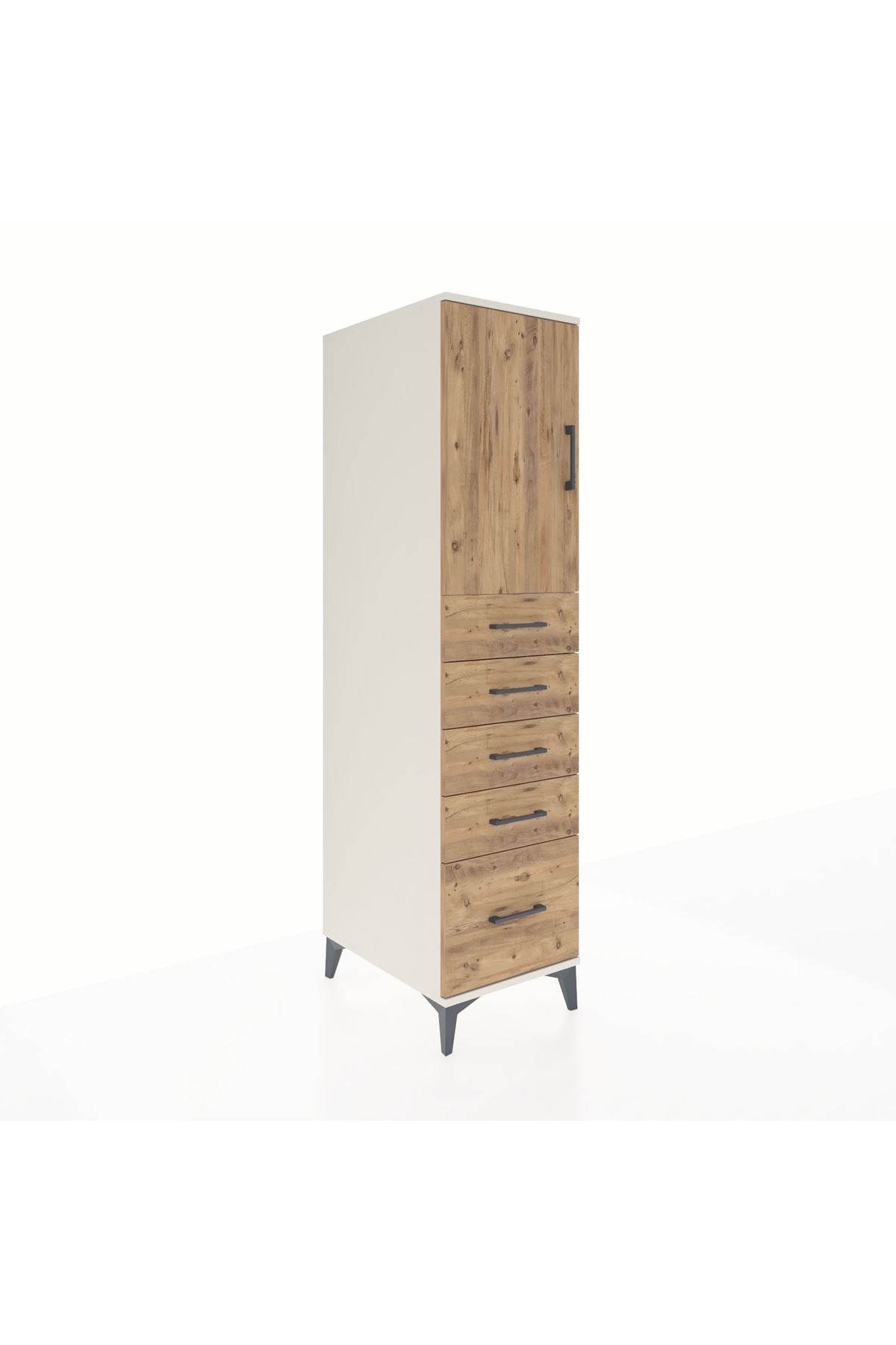 Kronos Dolap Tek Raflı 5 Çekmeceli Tek Kapaklı 44x59x182 - S88M012V3C